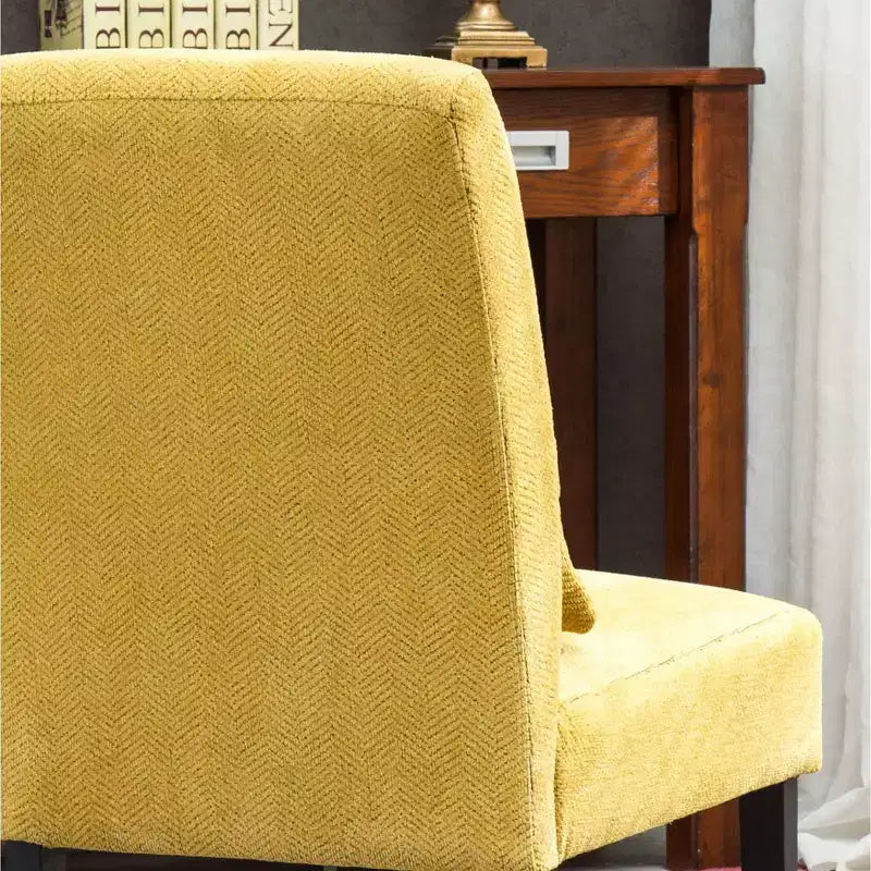 Fauteuil d'appoint en chenille sans accoudoirs – Coussin assorti, pieds en bois massif, design graffiti moderne