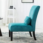 Fauteuil d'appoint en chenille sans accoudoirs – Coussin assorti, pieds en bois massif, design graffiti moderne