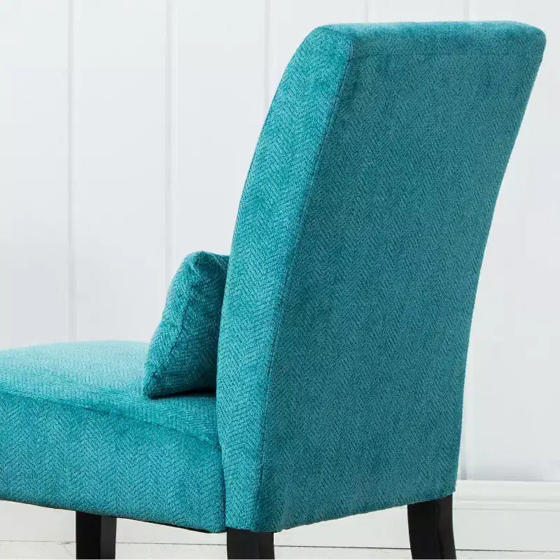 Chenille Armless Accent Chair – Matching Pillow, Solid Wood Legs, Modern Graffiti Design