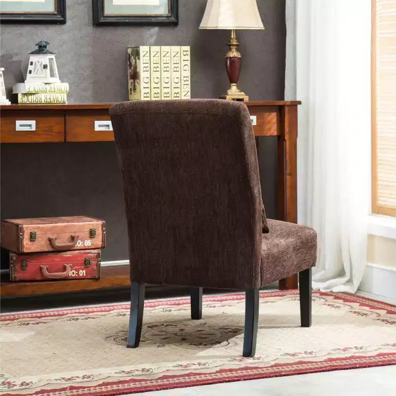 Fauteuil d'appoint en chenille sans accoudoirs – Coussin assorti, pieds en bois massif, design graffiti moderne