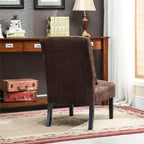 Fauteuil d'appoint en chenille sans accoudoirs – Coussin assorti, pieds en bois massif, design graffiti moderne
