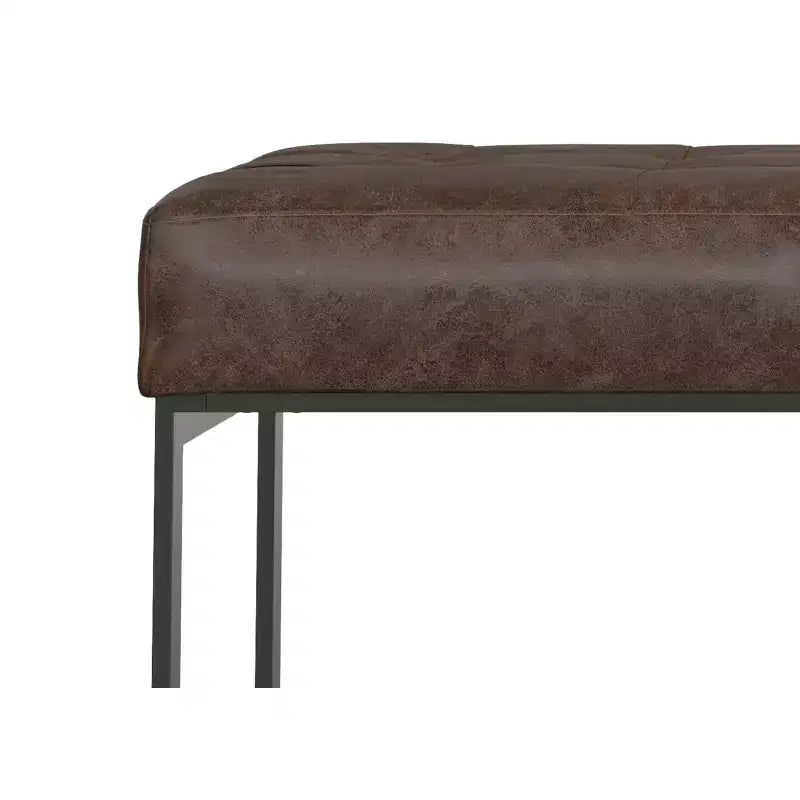 Mira 56 inch Wide Modern Contemporary Rectangle Ottoman Bench in Brown Genuine Leather