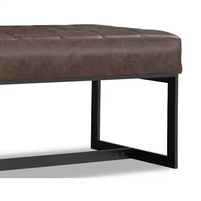 Mira 56 inch Wide Modern Contemporary Rectangle Ottoman Bench in Brown Genuine Leather