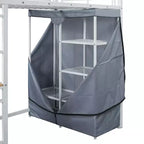 Metal Loft Bed with Desk, Shelves, Wardrobe, Power Outlet & LED Lights