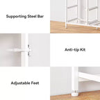 55 Inch Wide White TV Stand Dresser 10 Drawers with Power Outlets LED Lights Media Console for 65 Inch TV Bedroom Storage Chest Entertainment Center
