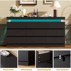 9-Drawer Dresser with Power Ports – 63" Wide Chest & TV Stand, Bedroom Storage Cabinet