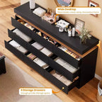 9-Drawer Dresser with Power Ports – 63" Wide Chest & TV Stand, Bedroom Storage Cabinet