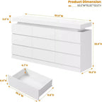 9-Drawer Dresser with Power Ports – 63" Wide Chest & TV Stand, Bedroom Storage Cabinet