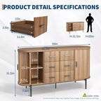 47 keinomarmori mid-century modern -tyylinen sivupöytä buffet-kaappi, uurrettu säilytyskonsoli 3 laatikolla ja metallijaloilla ruokasaliin, olohuoneeseen ja eteiseen