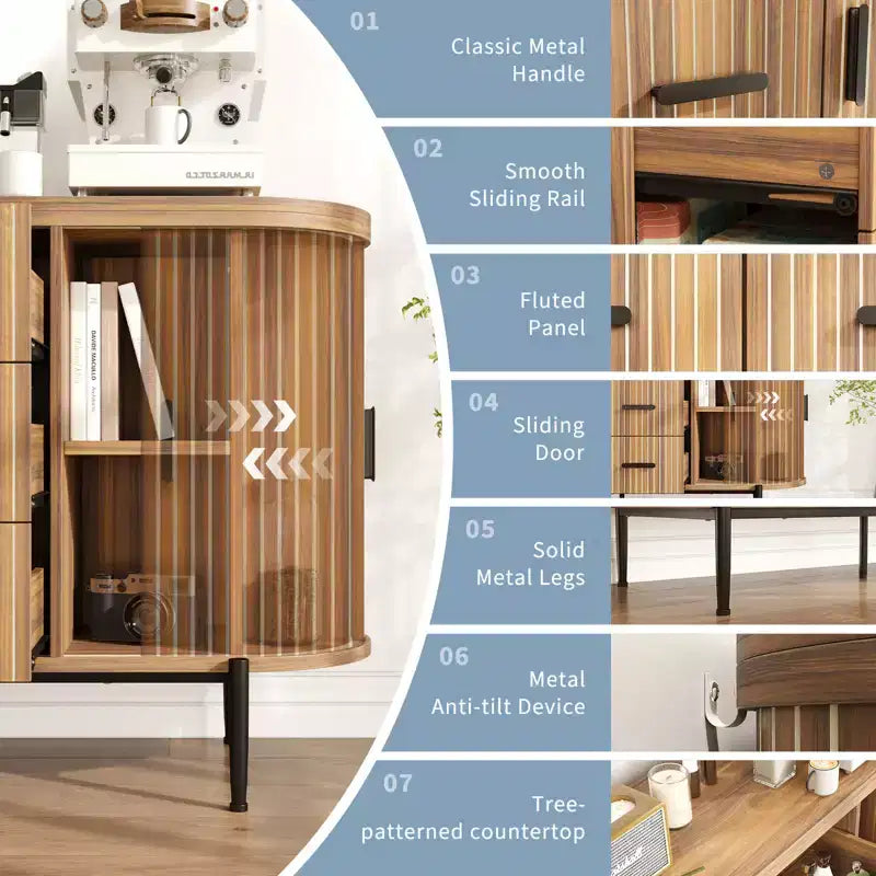 47 keinomarmori mid-century modern -tyylinen sivupöytä buffet-kaappi, uurrettu säilytyskonsoli 3 laatikolla ja metallijaloilla ruokasaliin, olohuoneeseen ja eteiseen