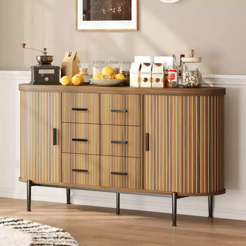 47 keinomarmori mid-century modern -tyylinen sivupöytä buffet-kaappi, uurrettu säilytyskonsoli 3 laatikolla ja metallijaloilla ruokasaliin, olohuoneeseen ja eteiseen
