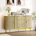 47 keinomarmori mid-century modern -tyylinen sivupöytä buffet-kaappi, uurrettu säilytyskonsoli 3 laatikolla ja metallijaloilla ruokasaliin, olohuoneeseen ja eteiseen