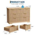 Commode à 7 tiroirs cannelés pour chambre – Commode en bois de 47,24 pouces de large avec poignées en métal, organisateur de rangement moderne et meuble TV console multimédia