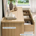 Commode à 7 tiroirs cannelés pour chambre – Commode en bois de 47,24 pouces de large avec poignées en métal, organisateur de rangement moderne et meuble TV console multimédia