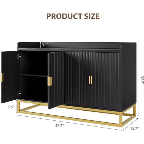 47,2 Zoll gerilltes Sideboard mit Aufbewahrungsschrank, modernes Küchensideboard mit verstellbaren Regalen, Medienkonsole Buffet-Schrank mit Türen
