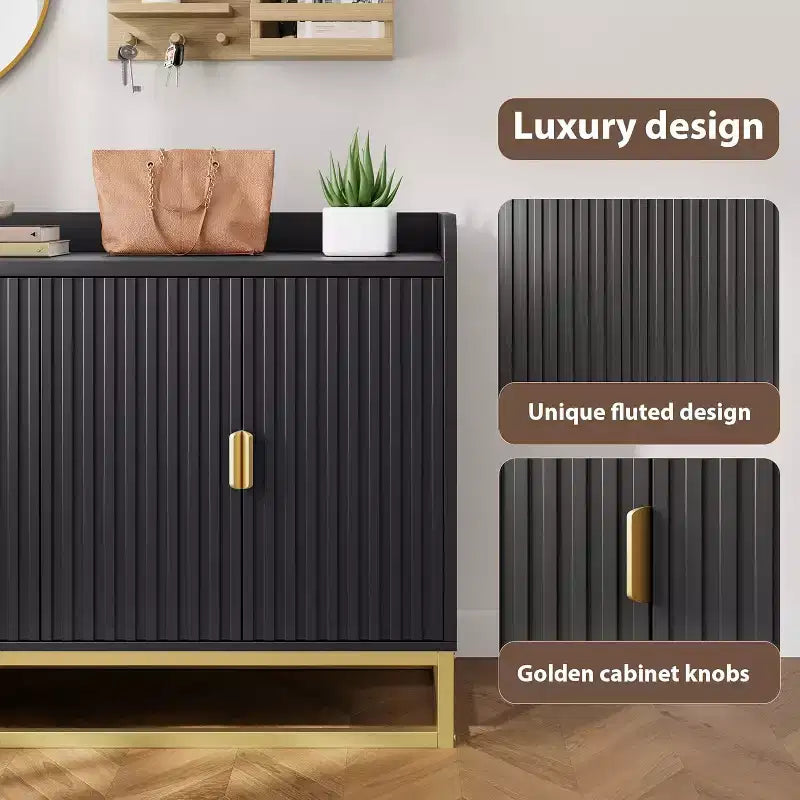 47,2 Zoll gerilltes Sideboard mit Aufbewahrungsschrank, modernes Küchensideboard mit verstellbaren Regalen, Medienkonsole Buffet-Schrank mit Türen