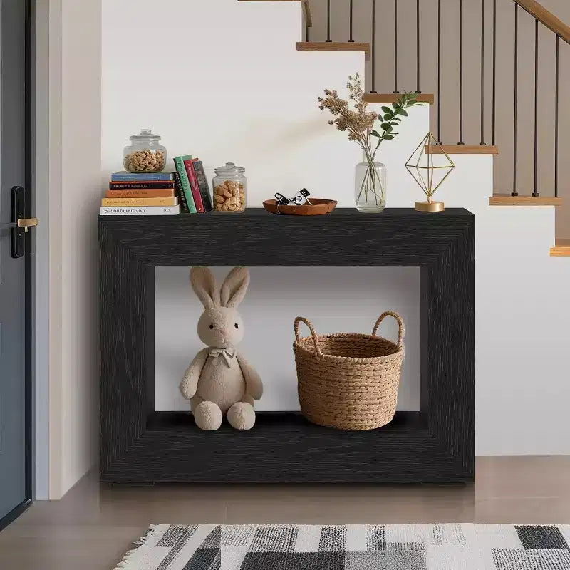 Farmhouse Konsolentisch C 47 Eingangssofa-Tisch mit offenen Regalen, Vintage Industrielles Design für Flur