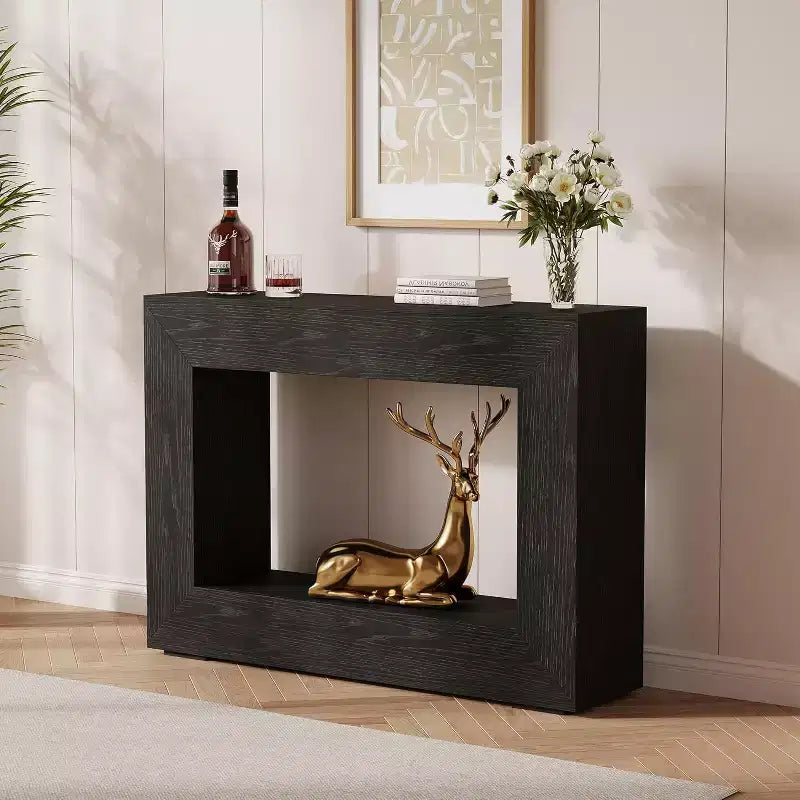 Farmhouse Konsolentisch C 47 Eingangssofa-Tisch mit offenen Regalen, Vintage Industrielles Design für Flur