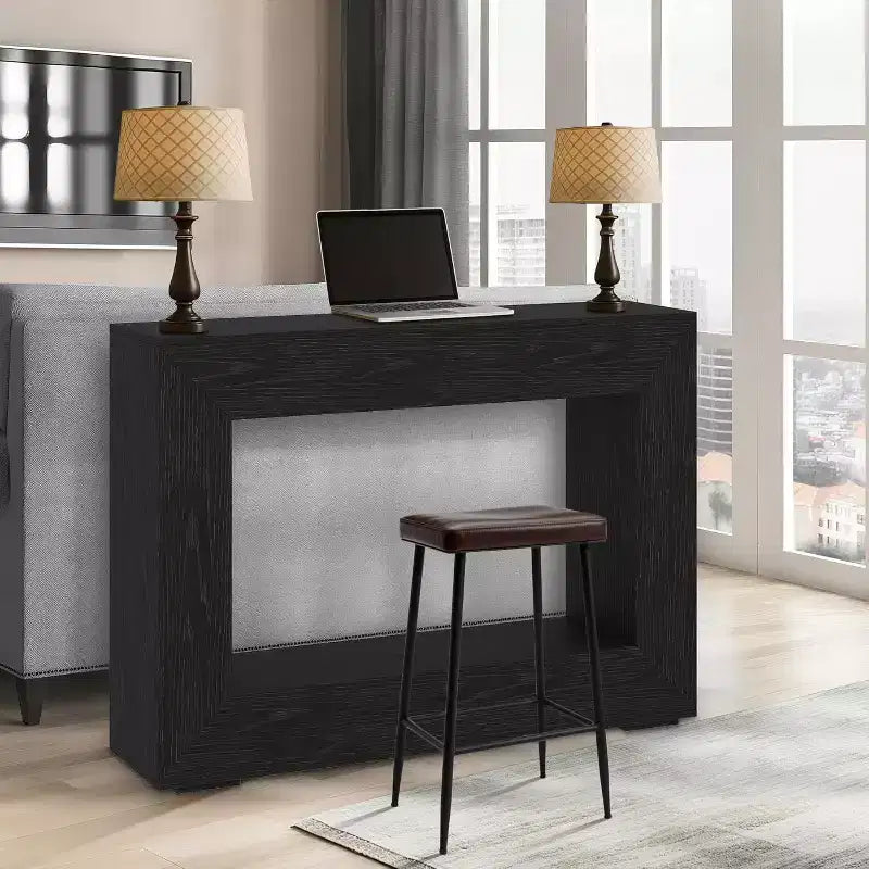 Farmhouse Konsolentisch C 47 Eingangssofa-Tisch mit offenen Regalen, Vintage Industrielles Design für Flur