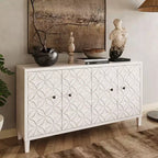 Moderne Houten Dressoir met 4 Deuren, Buffetkast met Verstelbare Planken & Vierkante Handgrepen voor Woon- en Eetkamer