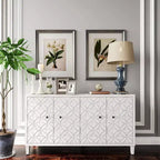 Moderne Houten Dressoir met 4 Deuren, Buffetkast met Verstelbare Planken & Vierkante Handgrepen voor Woon- en Eetkamer