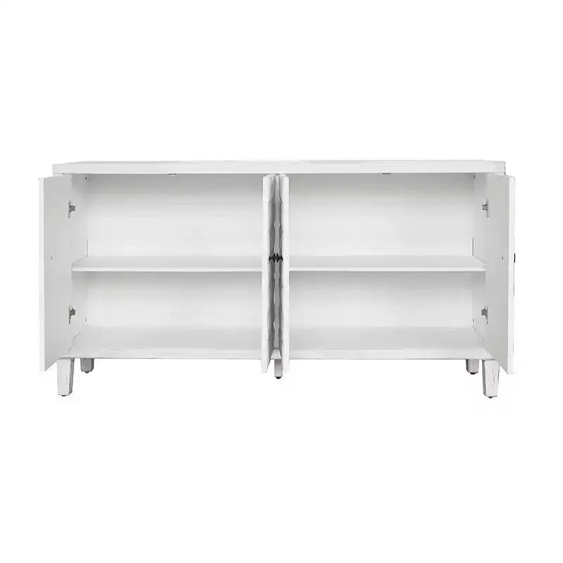 Moderne Houten Dressoir met 4 Deuren, Buffetkast met Verstelbare Planken & Vierkante Handgrepen voor Woon- en Eetkamer