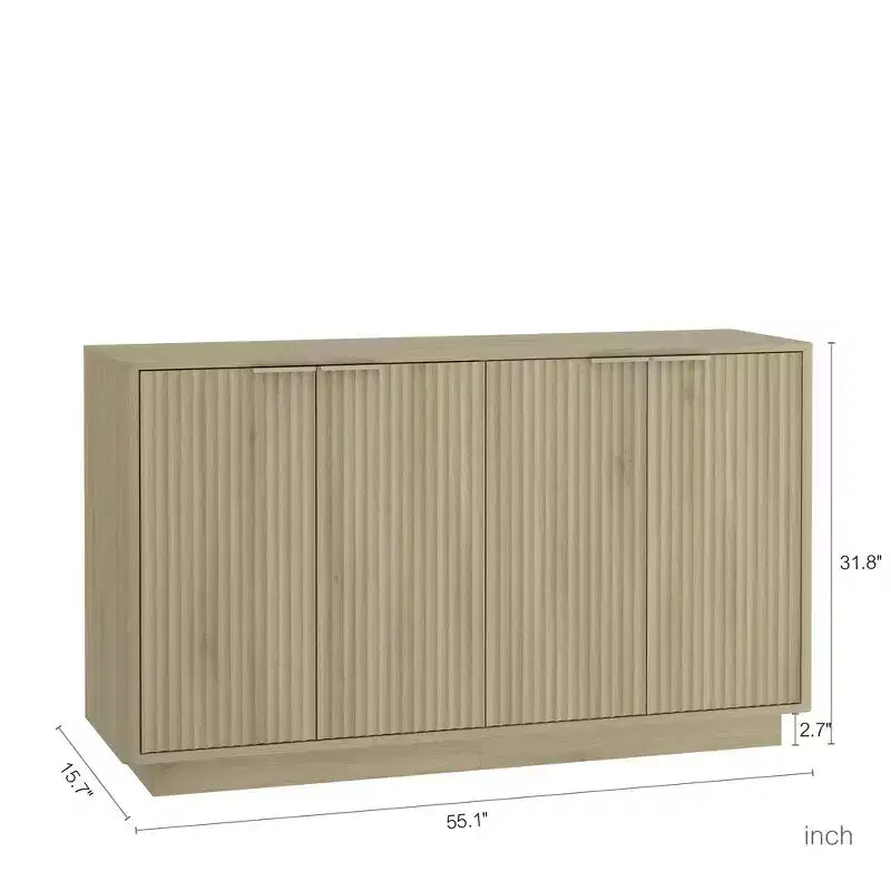 Moderner Holzsideboard – Eingelassener Seitenschrank, verstellbare Regale, Wohnzimmeraufbewahrung