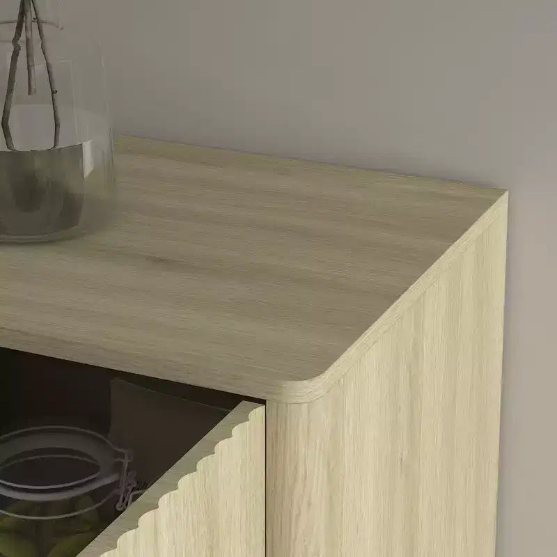 Moderner Holzsideboard – Eingelassener Seitenschrank, verstellbare Regale, Wohnzimmeraufbewahrung