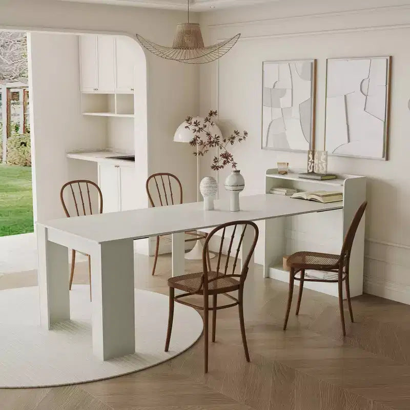 Extendable Wooden Dining Table for 6–8 – Space-Saving Console with Storage, Apartment-Friendly