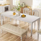 78" White Rectangular Dining Table – Seats 6–8, Large Kitchen & Dining Room Table