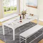 78" White Rectangular Dining Table – Seats 6–8, Large Kitchen & Dining Room Table