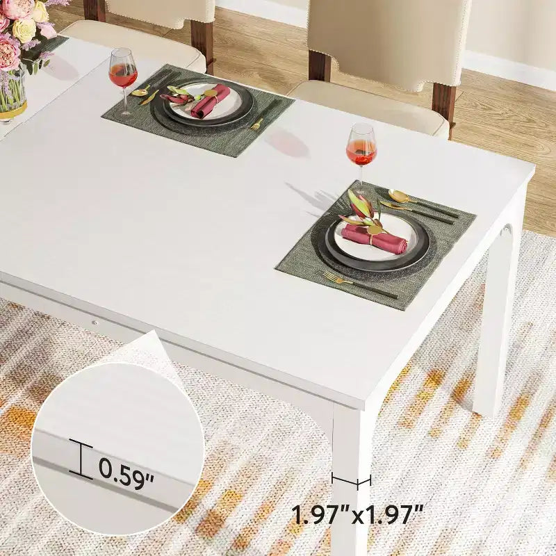 78" White Rectangular Dining Table – Seats 6–8, Large Kitchen & Dining Room Table