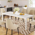 78" White Rectangular Dining Table – Seats 6–8, Large Kitchen & Dining Room Table