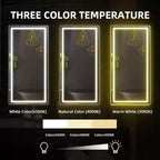 Specchio da bagno, specchio da parete dimmerabile in vetro temperato senza gradini con antiappannamento, infrangibile, memoria, 3 colori