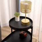 2 Tier Side Table with Storage Shelf, Sturdy Metal Frame Coffee Table for Small Spaces, Slim Nightstand for Couch, Living Room, Bedroom