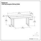 Tavolo da Pranzo Rettangolare 72"x36" Moderno Industriale – Struttura Robusta, Sala da Pranzo