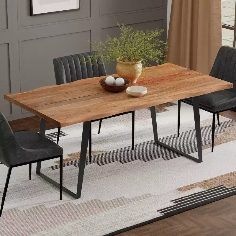 72"x36" Rectangle Modern Industrial Dining Table – Sturdy Build, Dining Room