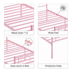 Cadre de lit plateforme en métal taille Full – tête et pied de lit, design classique en fer forgé