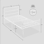 Cadre de lit plateforme en métal taille Full – tête et pied de lit, design classique en fer forgé