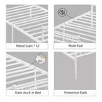 Cadre de lit plateforme en métal taille Full – tête et pied de lit, design classique en fer forgé