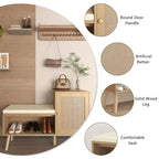 2-in-1 Shoe Storage Bench, PP Rattan Shoe Cabinet with 2 Adjustable Shelves and Removable Seat Cushion,Shoe Storage Organizer