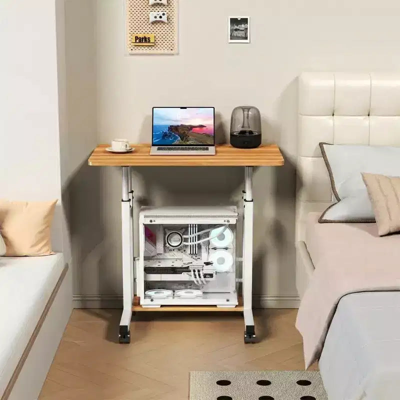 Twin-Size Holz-Plattformbett – Schutzgeländer auf beiden Seiten, 2 Aufbewahrungsschubladen, Rosa  