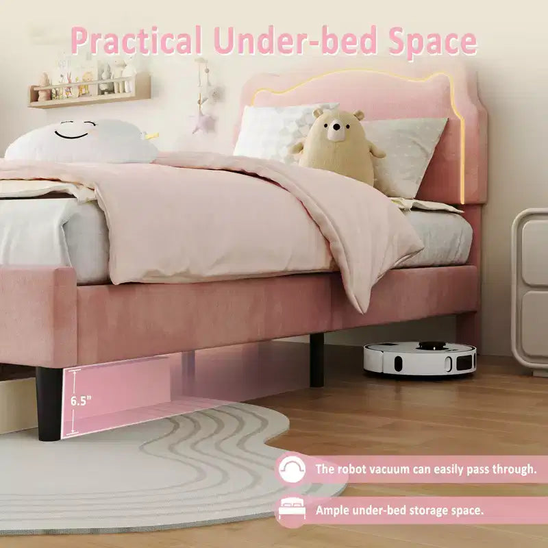 Luxuriöses Samt-Plattformbettgestell mit verstellbarem Bären-Kopfteil, geräuschfreies gepolstertes Bett, kein Boxspring erforderlich, modernes Schlafzimmer-Highlight  