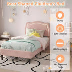 Luxuriöses Samt-Plattformbettgestell mit verstellbarem Bären-Kopfteil, geräuschfreies gepolstertes Bett, kein Boxspring erforderlich, modernes Schlafzimmer-Highlight  