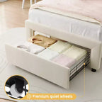 Luxuriöses Samt-Plattformbettgestell mit verstellbarem Bären-Kopfteil, geräuschfreies gepolstertes Bett, kein Boxspring erforderlich, modernes Schlafzimmer-Highlight  