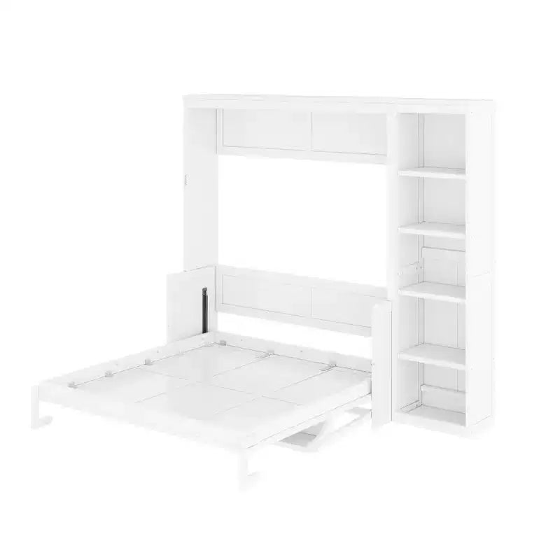 Lit escamotable Full/Queen avec bibliothèque, armoire en bois, lit mural avec bureau, lit pliant mural pour chambre d’amis ou bureau