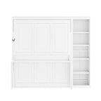 Lit escamotable Full/Queen avec bibliothèque, armoire en bois, lit mural avec bureau, lit pliant mural pour chambre d’amis ou bureau