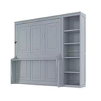 Lit escamotable Full/Queen avec bibliothèque, armoire en bois, lit mural avec bureau, lit pliant mural pour chambre d’amis ou bureau