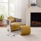 Pouf Multifunzionale Industriale in Vera Pelle e Alluminio