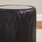 Pouf Multifunzionale Industriale in Vera Pelle e Alluminio